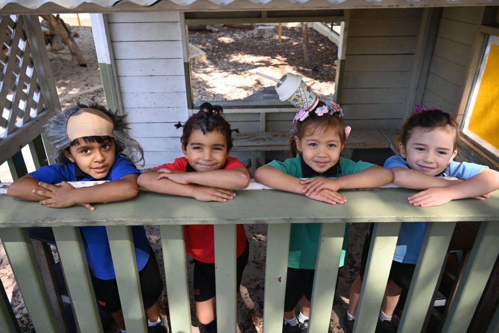 Four kindy students with crazy hairstyles